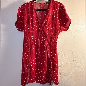 Nasty Gal Red Dress with White Heart Pattern
